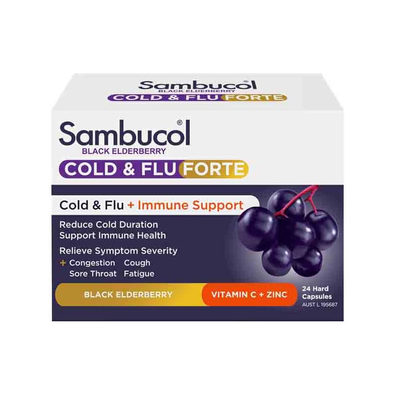 Sambucol Cold & Flu Forte 24 Caplets - 9314807026349 are sold at Cincotta Discount Chemist. Buy online or shop in-store.