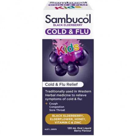 Sambucol Cold & Flu Relief Kids Liquid 120mL - 9314807039370 are sold at Cincotta Discount Chemist. Buy online or shop in-store.