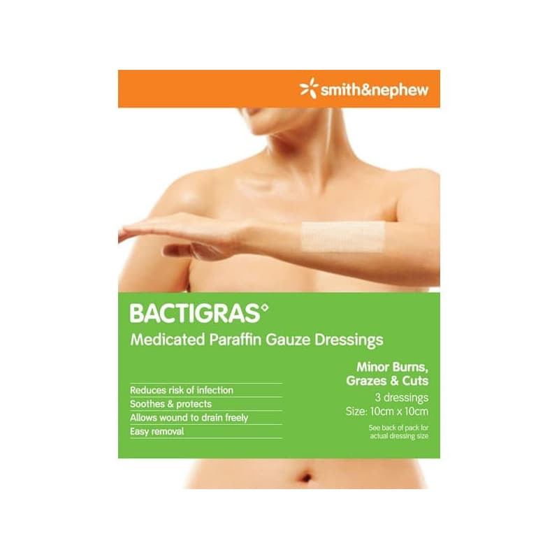 Bactigras Dressing 10cm  x 10cm  3 pk - 9330169002258 are sold at Cincotta Discount Chemist. Buy online or shop in-store.