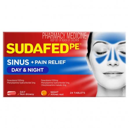 Sudafed Pe Sinus Day and Night  24 Tablets - 9310059065570 are sold at Cincotta Discount Chemist. Buy online or shop in-store.