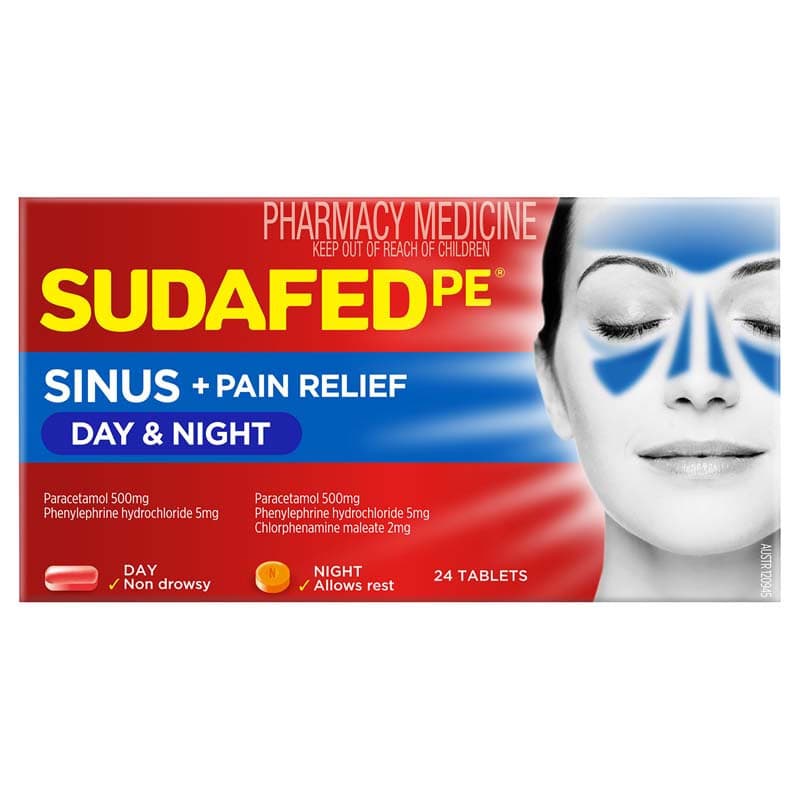 Buy Sudafed Pe Sinus Day and Night 24 Tablets online at Cincotta