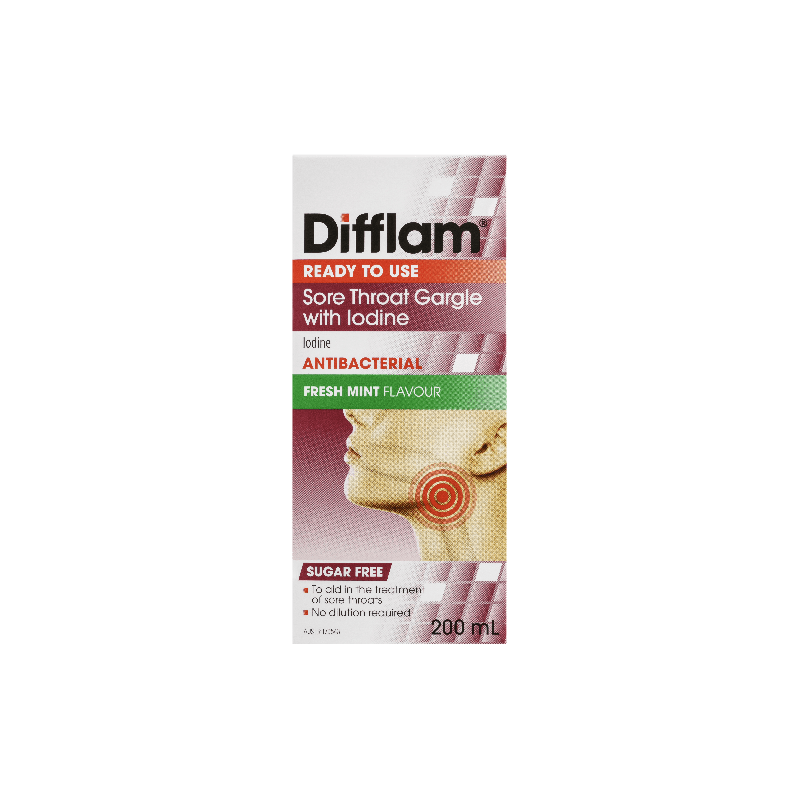 Buy Difflam Ready to Use Sore Throat Gargle with Iodine 200mL at Cincotta