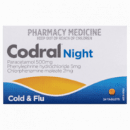 Codral Nightime Pe ColdandFlu  24 Tablets - 9310059062470 are sold at Cincotta Discount Chemist. Buy online or shop in-store.