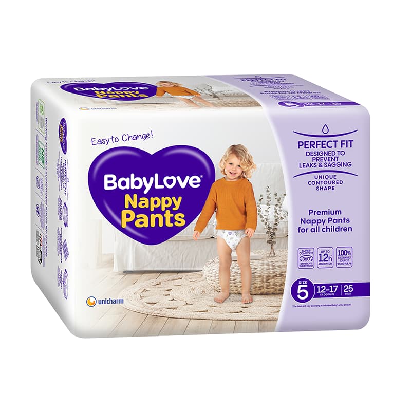 Buy Babylove Nappy Pants Walker 12-17kg 25 pack online at Cincotta