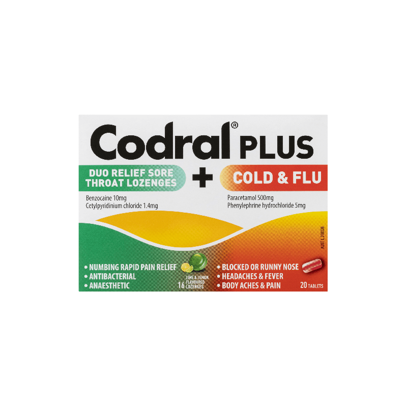 Codral Plus 16 Lozenges and 20 PE Tablets - 9300607180763 are sold at Cincotta Discount Chemist. Buy online or shop in-store.