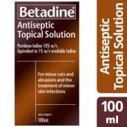 Betadine Antiseptic Topical Solution 100mL - 9300655603030 are sold at Cincotta Discount Chemist. Buy online or shop in-store.