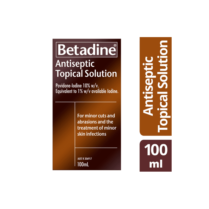 Betadine Antiseptic Topical Solution 100mL - 9300655603030 are sold at Cincotta Discount Chemist. Buy online or shop in-store.