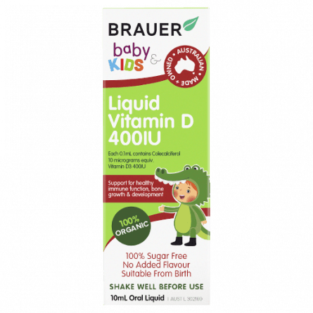 Brauer Baby & Kids Vitamin D 400IU 10mL - 9316120263456 are sold at Cincotta Discount Chemist. Buy online or shop in-store.