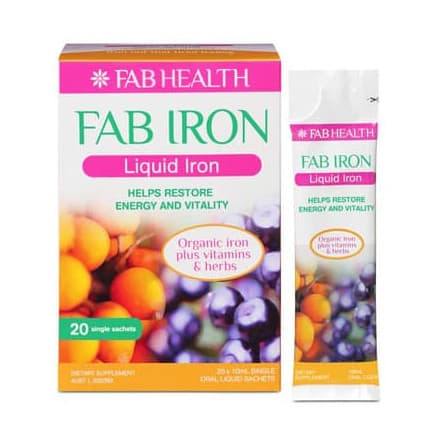 Fab Iron Liquid Sachet 20 x 10mL - 9317039002228 are sold at Cincotta Discount Chemist. Buy online or shop in-store.