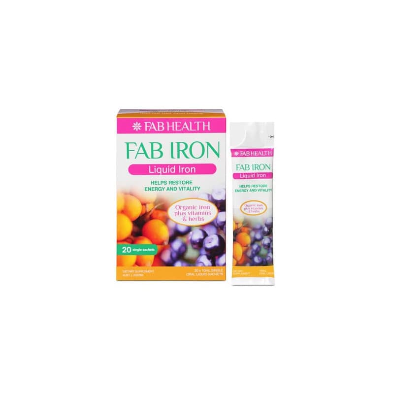 Fab Iron Liquid Sachet 20 x 10mL - 9317039002228 are sold at Cincotta Discount Chemist. Buy online or shop in-store.