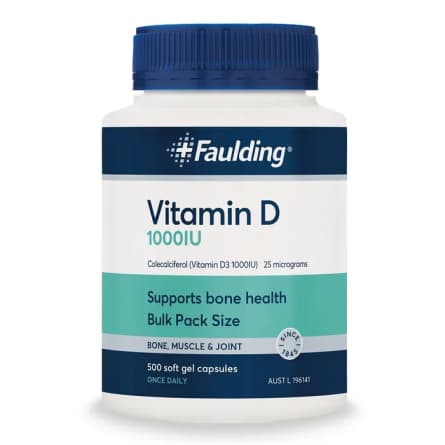 Faulding  Vitamin D 1000IU Capsules 500 - 9316100301208 are sold at Cincotta Discount Chemist. Buy online or shop in-store.