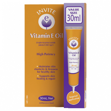 Invite 100% Pure Vitamin E Oil 30mL - 9314807057268 are sold at Cincotta Discount Chemist. Buy online or shop in-store.