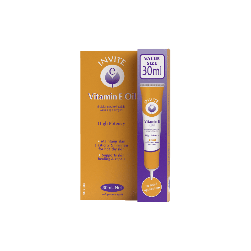 Invite 100% Pure Vitamin E Oil 30mL - 9314807057268 are sold at Cincotta Discount Chemist. Buy online or shop in-store.