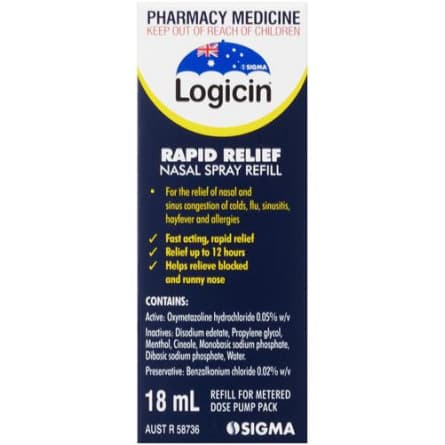 Buy Logicin Nasal Spray Refill 18mL online at Cincotta