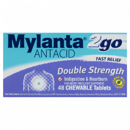 Mylanta 2Go Double Strength 48 Tablets - 9310059007303 are sold at Cincotta Discount Chemist. Buy online or shop in-store.